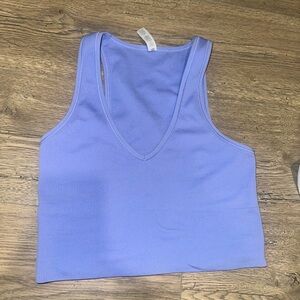 Athleta Blue/Purple Fitted, Ribbed Crop Tank Top